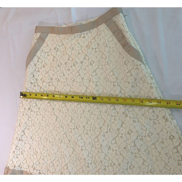 ISAAC MIZRAHI For Target Sz 2 A-Line Tan Cream Eyelet Floral Skirt W/ Pockets - Picture 10 of 12